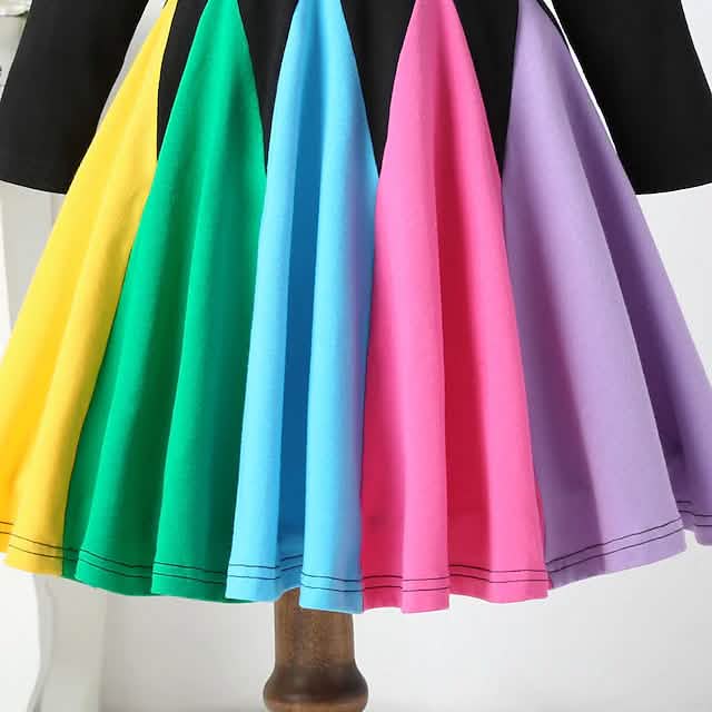 Girls' Rainbow Casual Dress
