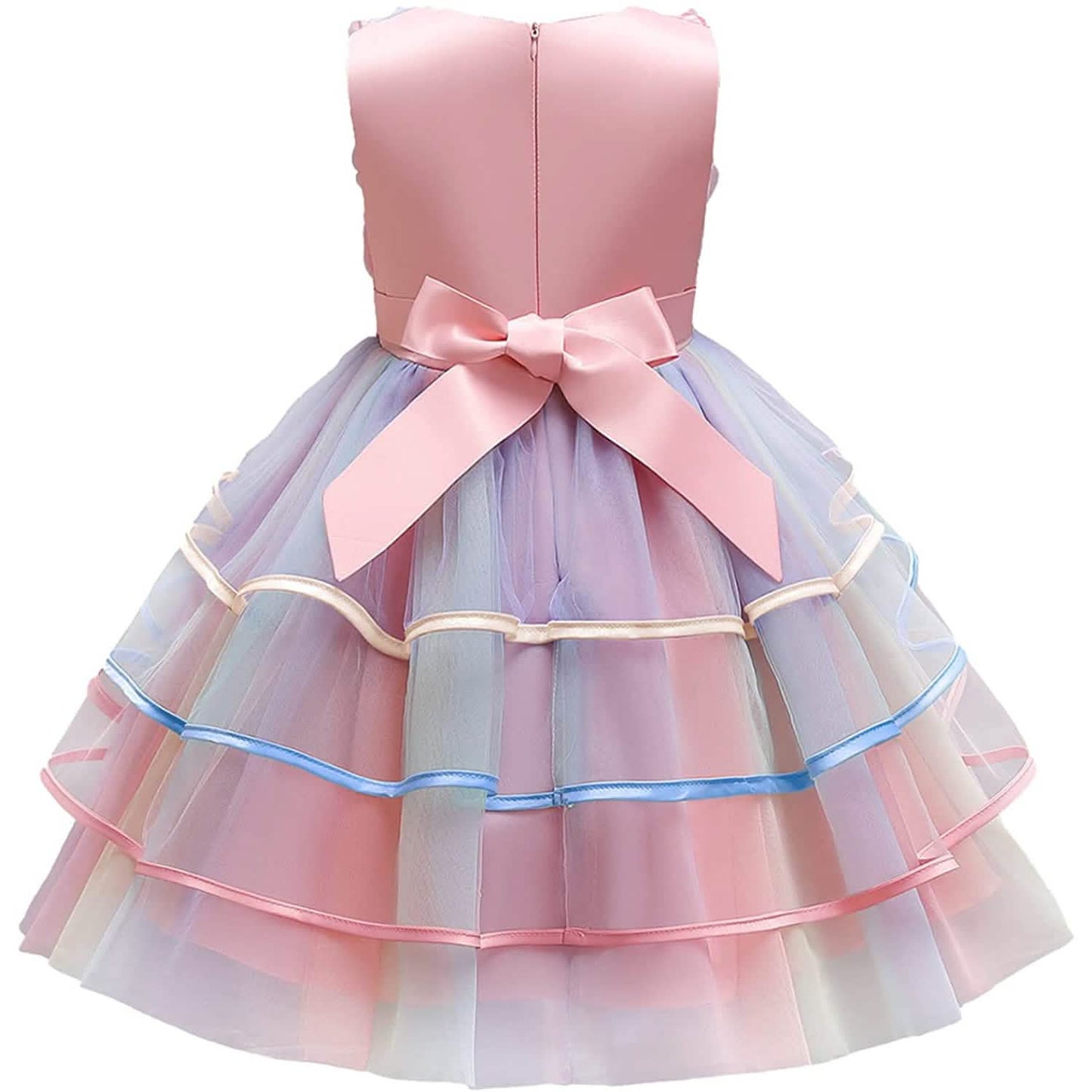 Girl's Rainbow Tulle Lace Dress