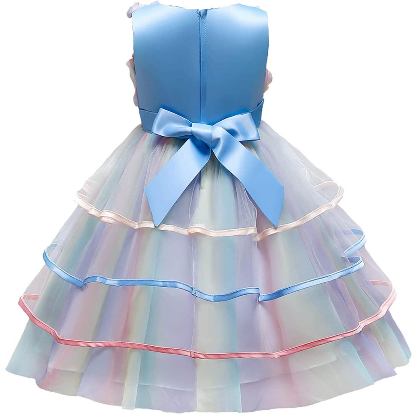 Girl's Rainbow Tulle Lace Dress