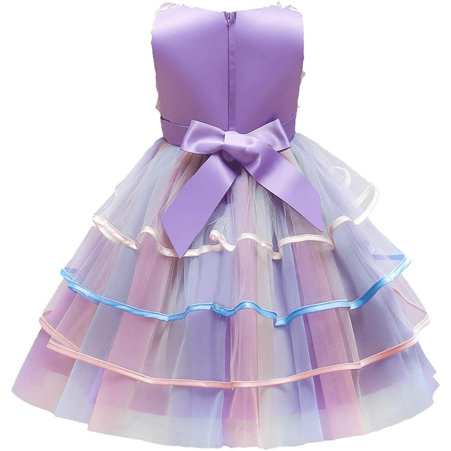 Girl's Rainbow Tulle Lace Dress