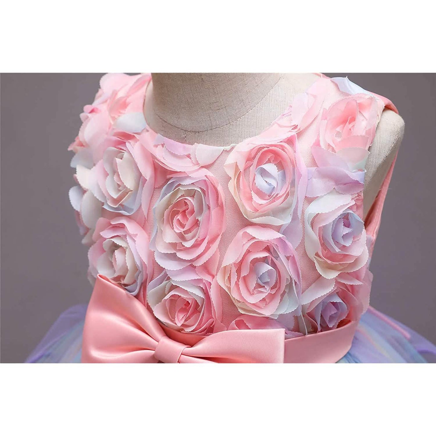 Girl's Rainbow Tulle Lace Dress