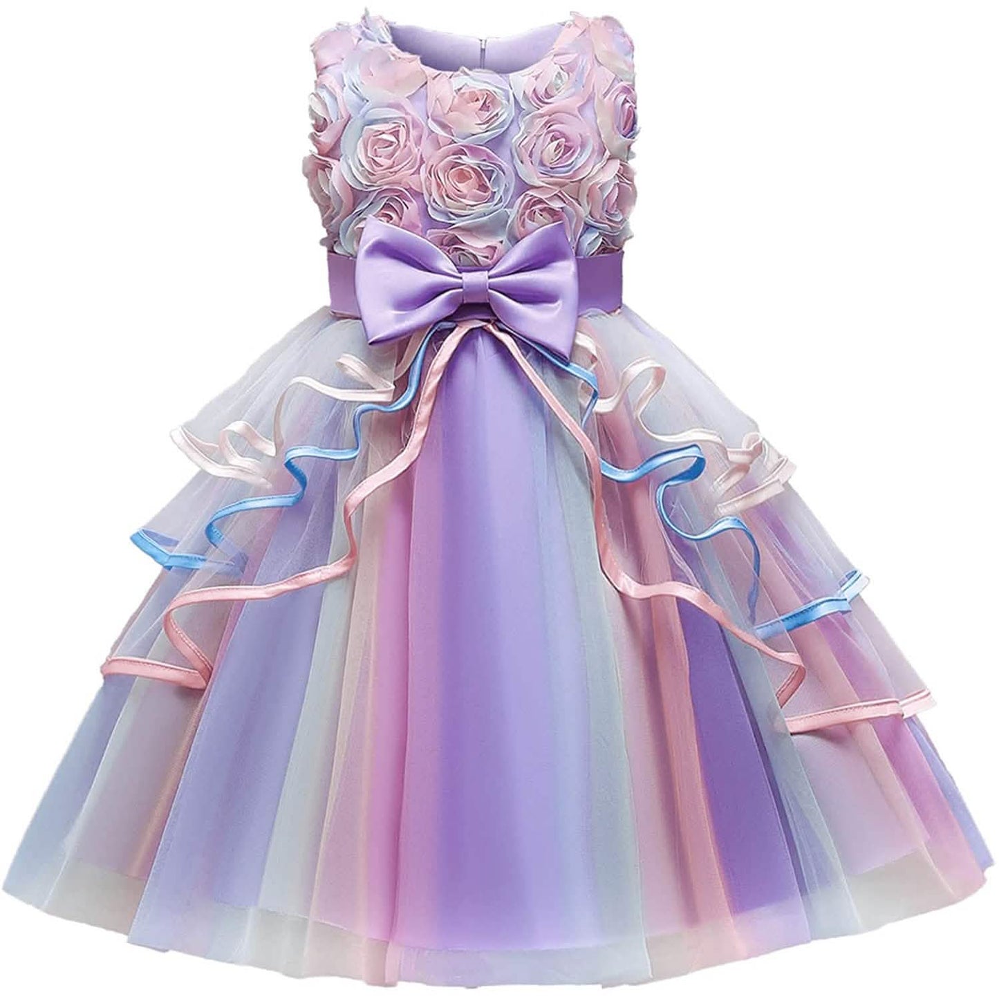 Girl's Rainbow Tulle Lace Dress