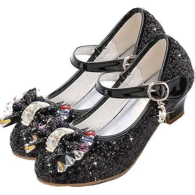 Girls'Heels Party Mary Jane Basic Pump Dress Crystal Bowknot
