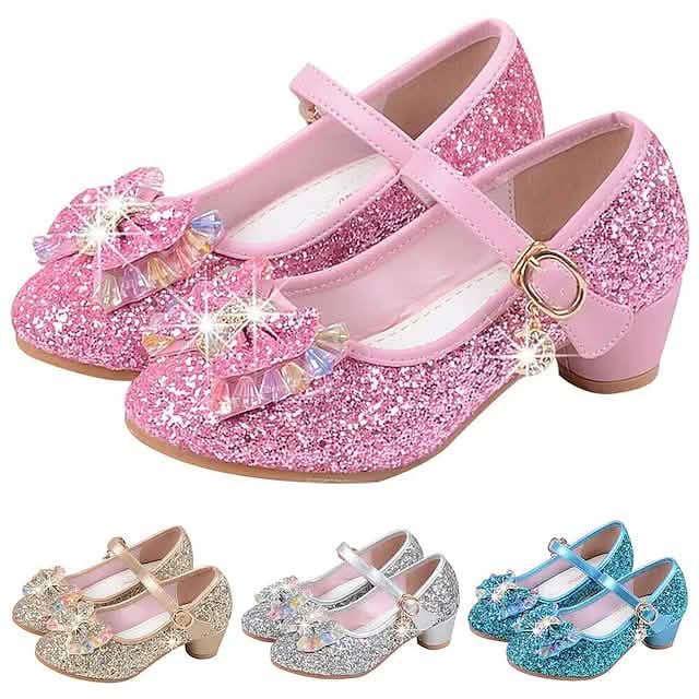 Girls'Heels Party Mary Jane Basic Pump Dress Crystal Bowknot