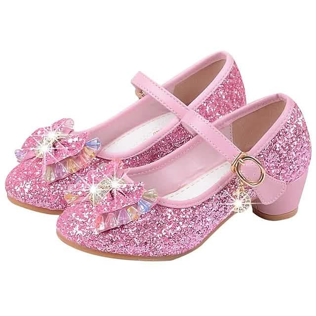 Girls'Heels Party Mary Jane Basic Pump Dress Crystal Bowknot