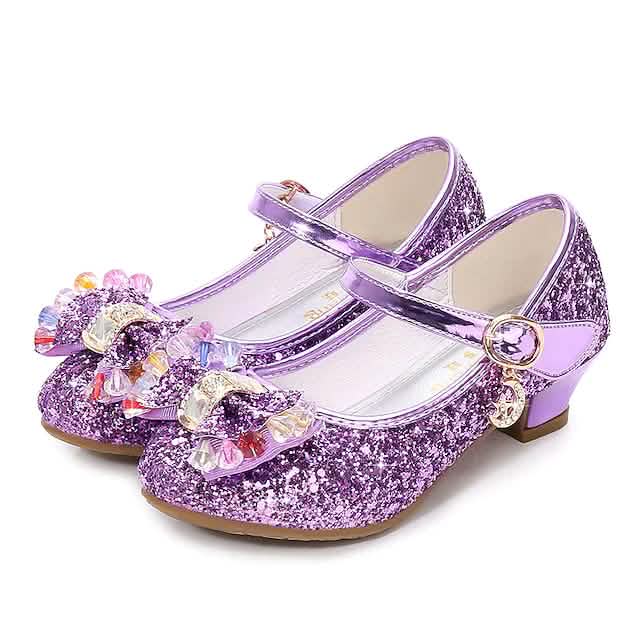 Girls'Heels Party Mary Jane Basic Pump Dress Crystal Bowknot