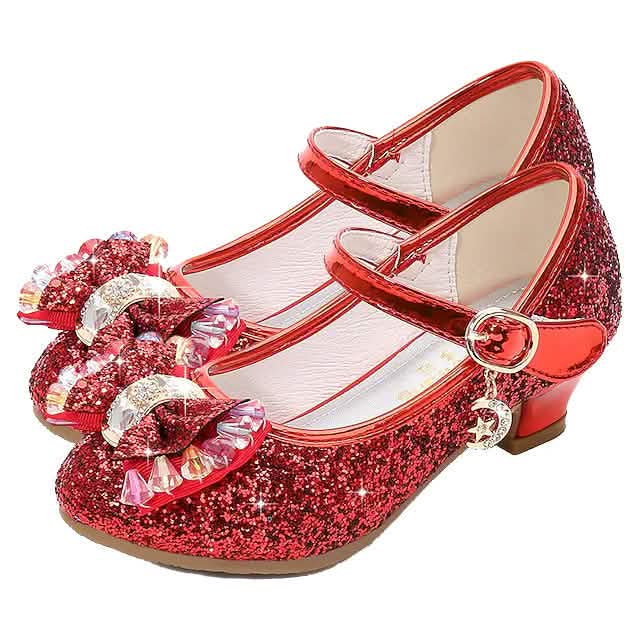 Girls'Heels Party Mary Jane Basic Pump Dress Crystal Bowknot