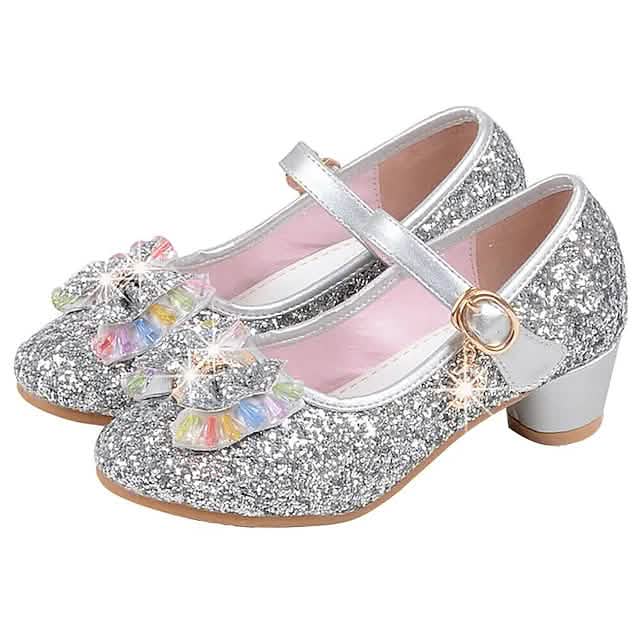 Girls'Heels Party Mary Jane Basic Pump Dress Crystal Bowknot